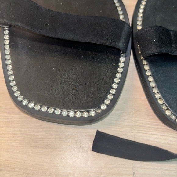 Steve Madden Roza Ankle Tie Flat Sandal with Rhinestone Accents - Picture 6 of 6